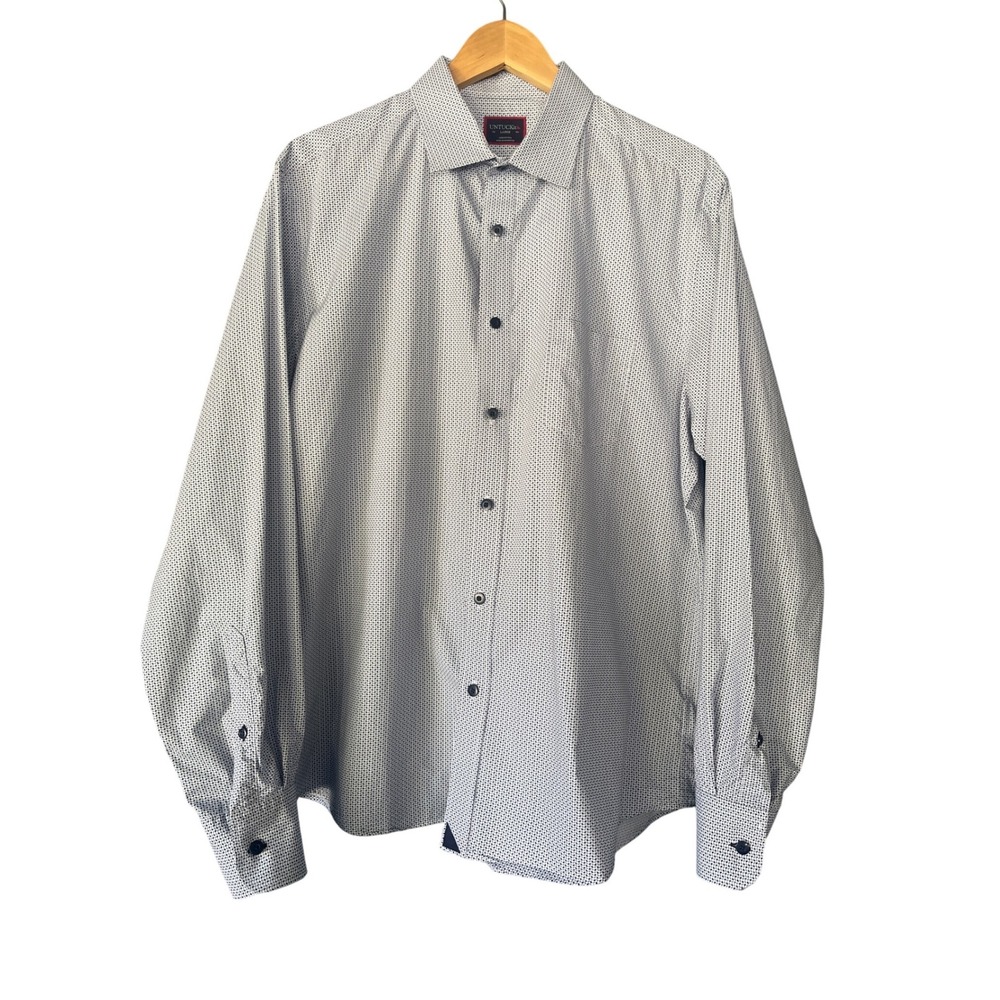 UNTUCKit Blue Geometric Print Button Down Shirt, Size L